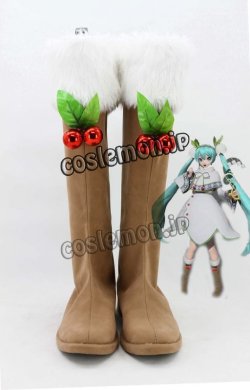 画像1: VOCALOID ボーカロイド 雪初音ミク風 コスプレ靴 ブーツ