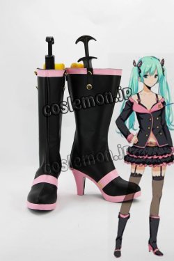 画像1: VOCALOID 初音風 コスプレ靴 ブーツ 