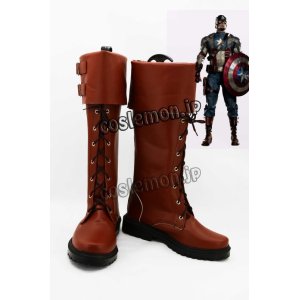 画像: キャプテン・アメリカ Captain America スティーブ・ロジャース/キャプテン・アメリカ風 コスプレ靴 ブーツ