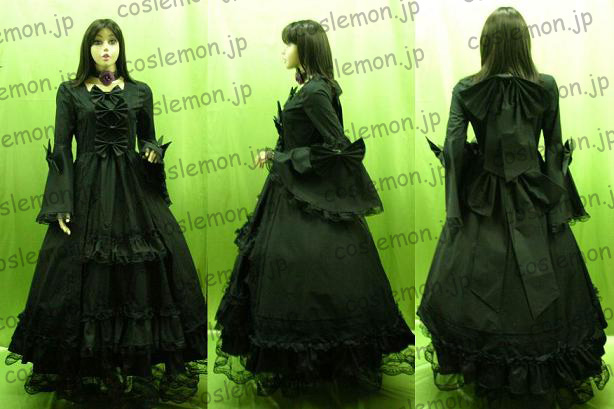 画像1: メイド服 ブラック レースのお洋服セット風 ●コスプレ衣装