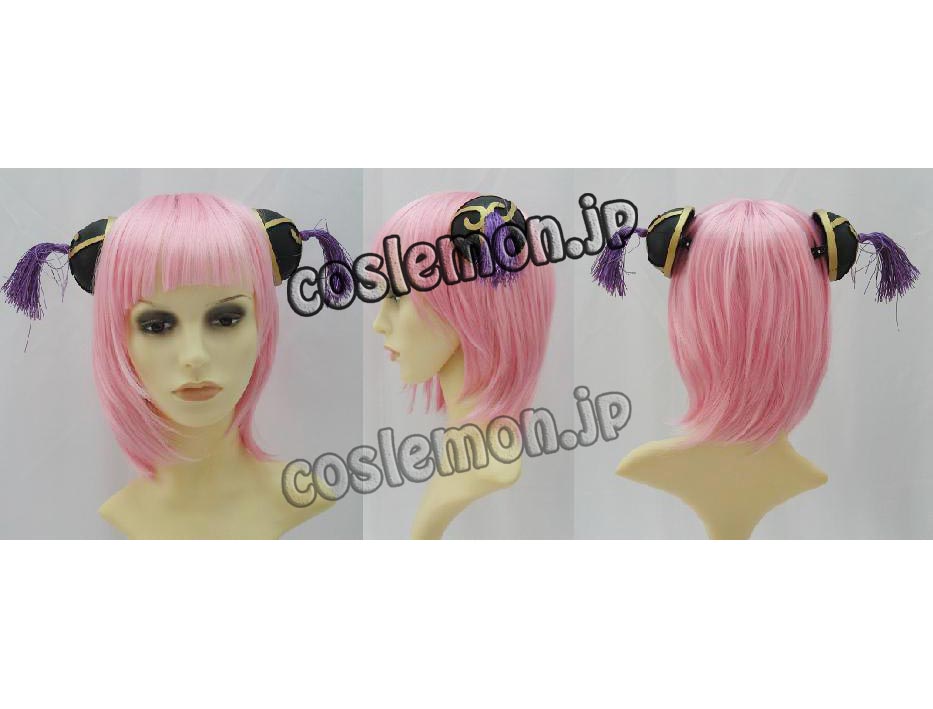 画像1: 格安 銀魂 神楽風 髪飾り&ウィッグ セットコスプレウィッグ