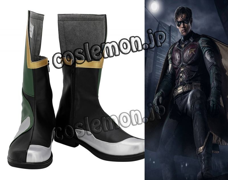 画像1: バットマン Batman ロビン風 Boy Wonder Robin ●コスプレ靴 ブーツ